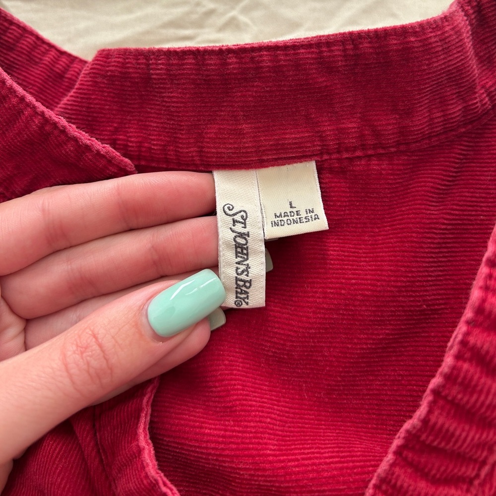 Red Corduroy Button Down Shacket - image 3